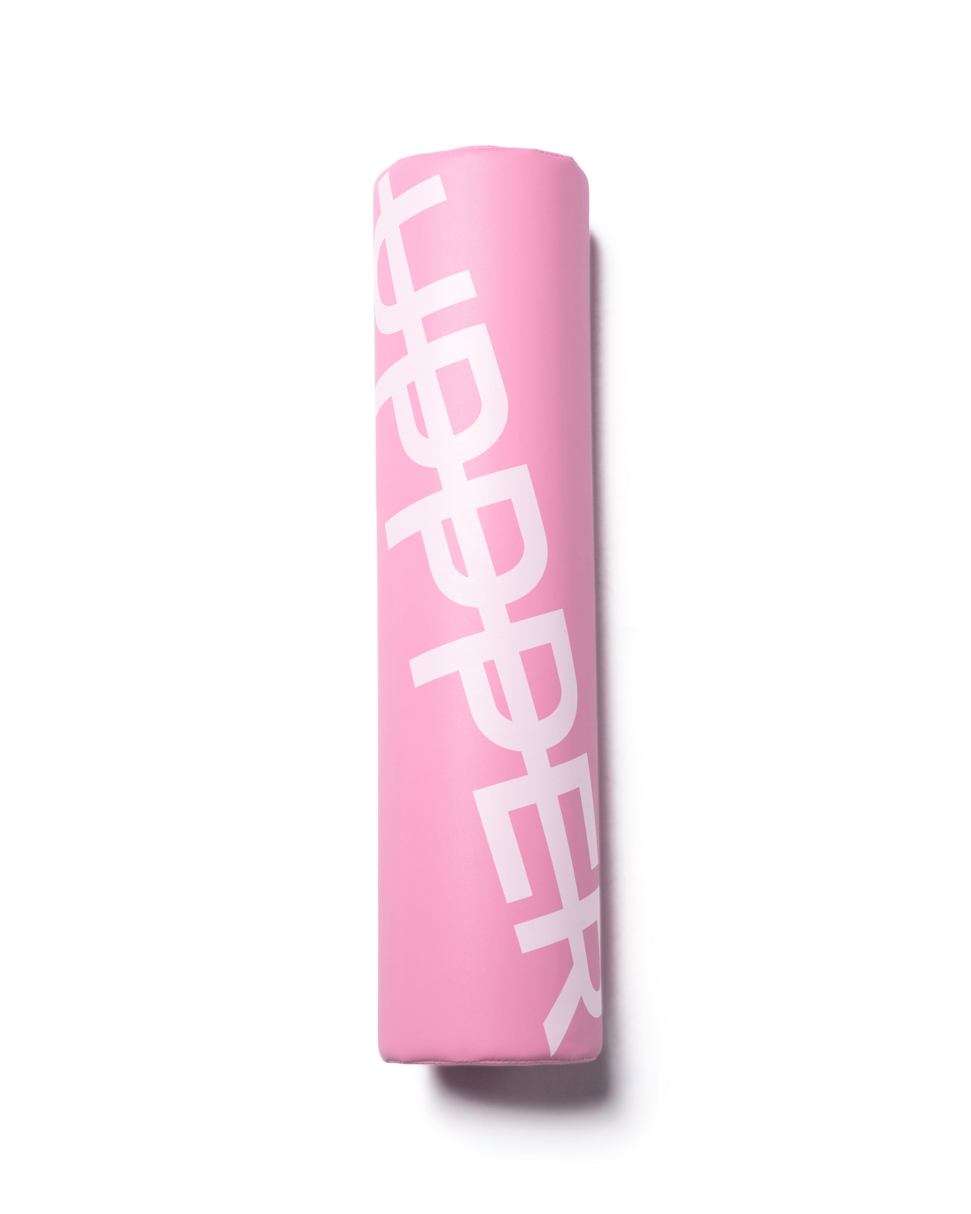 pink uppper barbell pad 2.0 standing upright on white background