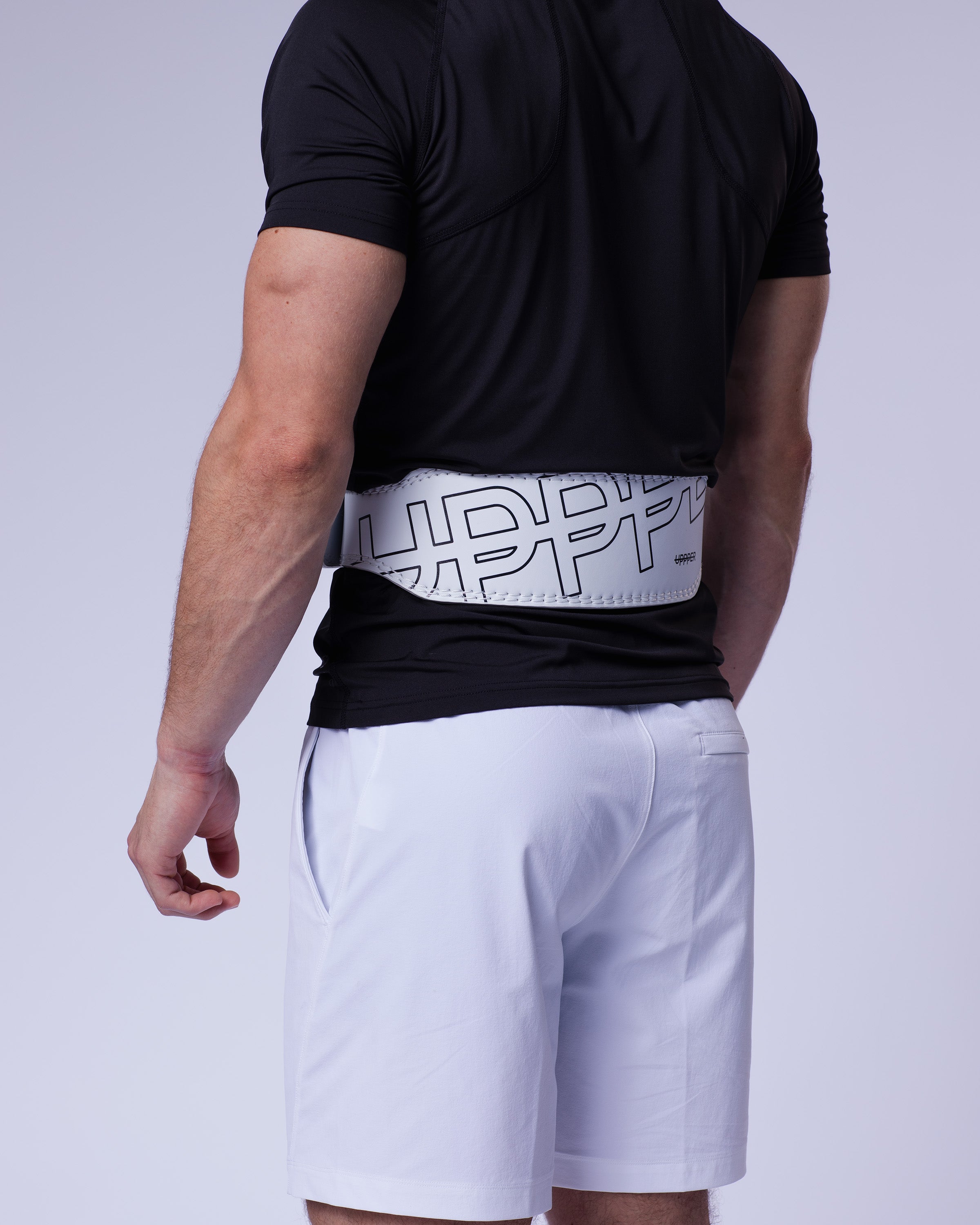 LIFTING BELT (XL, ホワイト) White Marble 4\" Weightlifting Belt