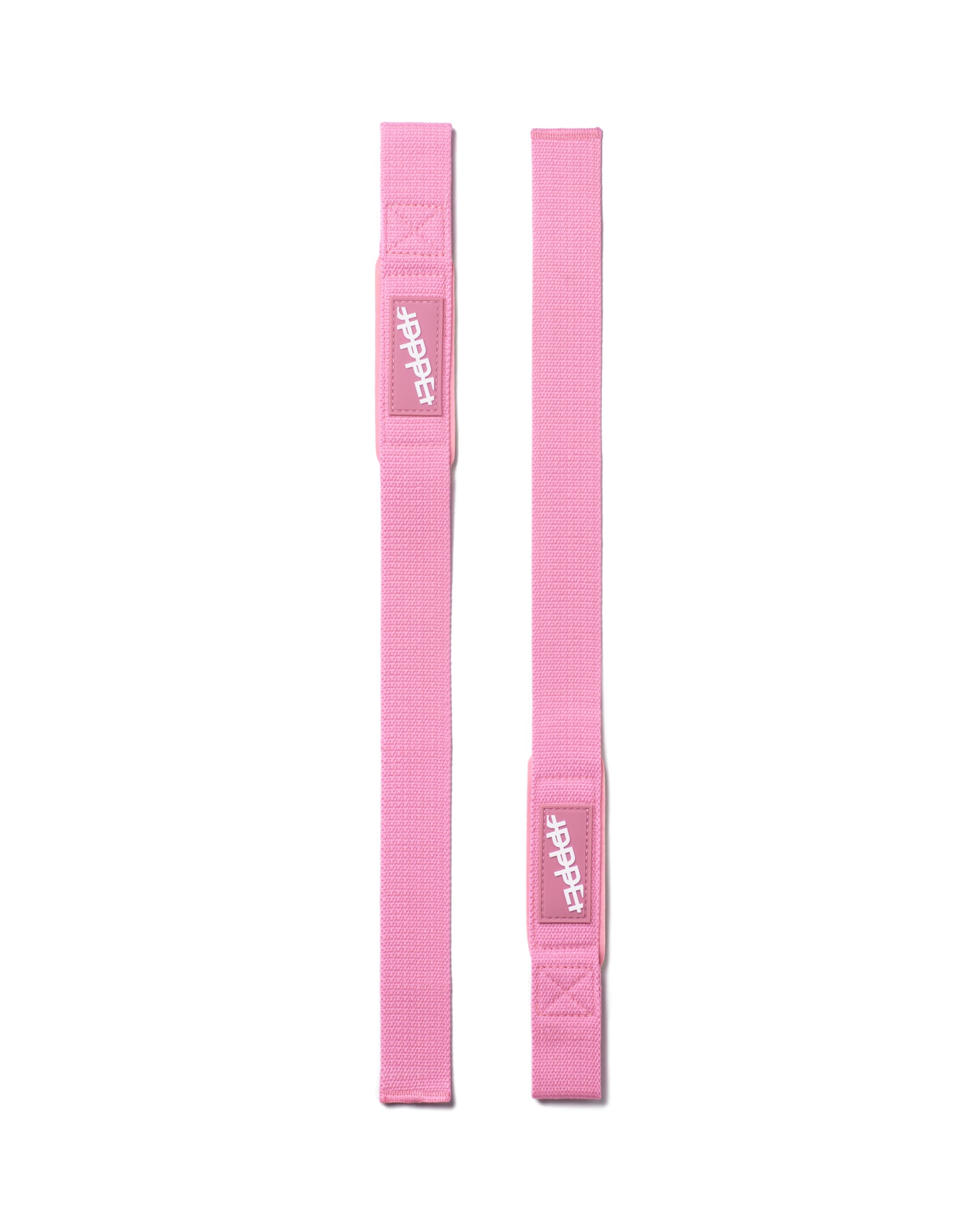 pink uppper lifting straps 2.0 close-up flat lay on white background