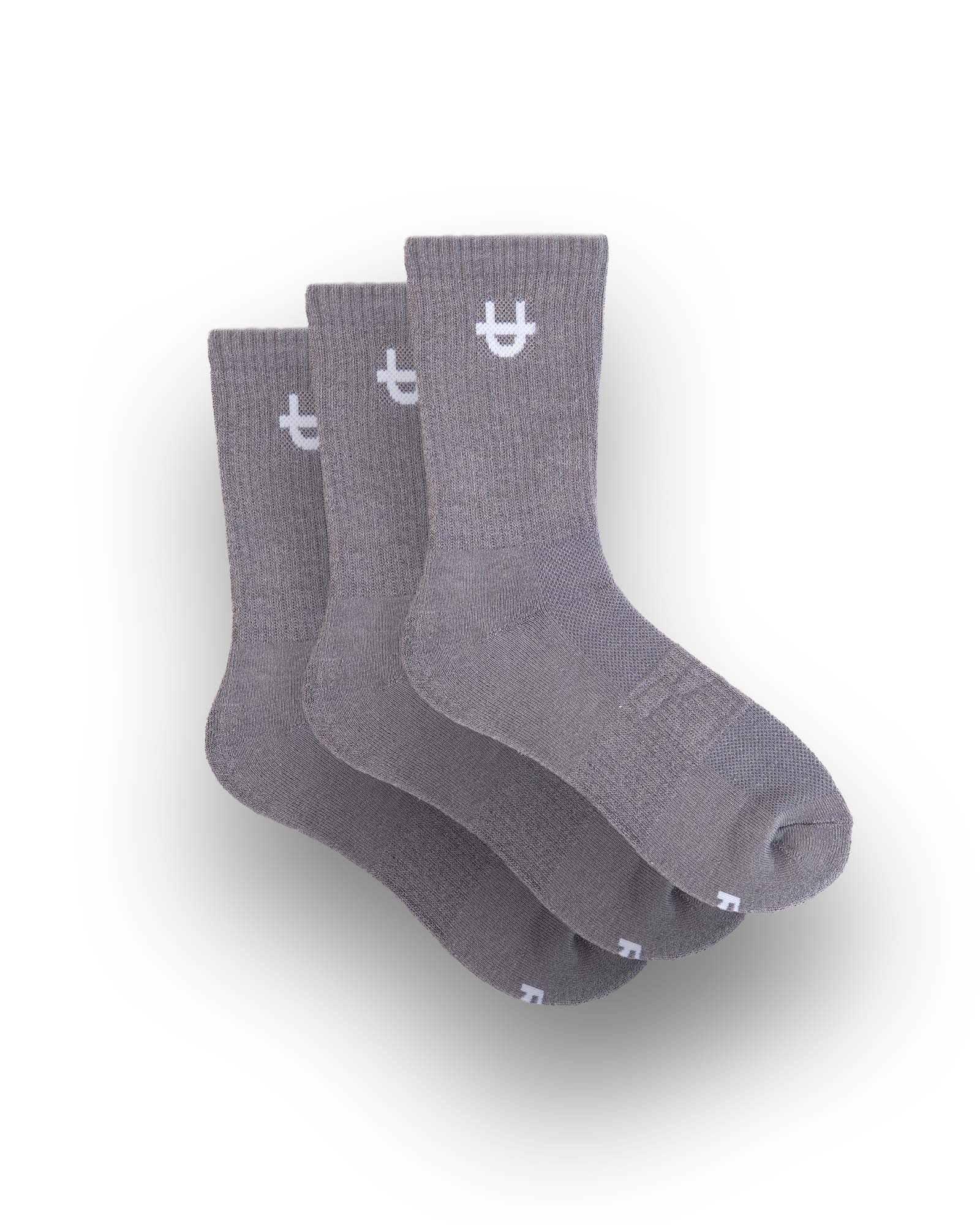 UPPPER | Original Crew Socks | Grey | 3-Pack
