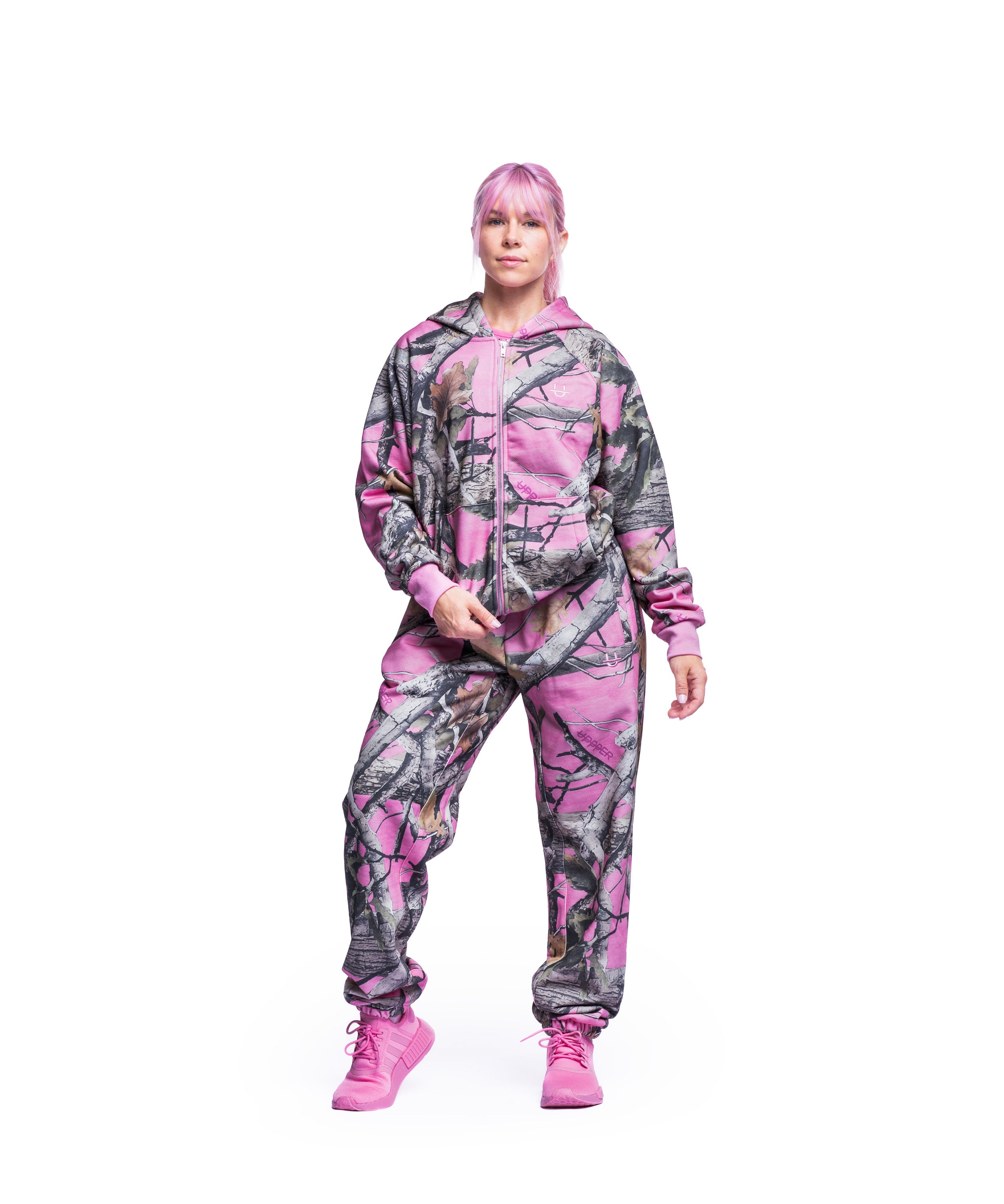 UPPPER Double Zip Hoodie Pink Camo | Premium Fitness Gear +